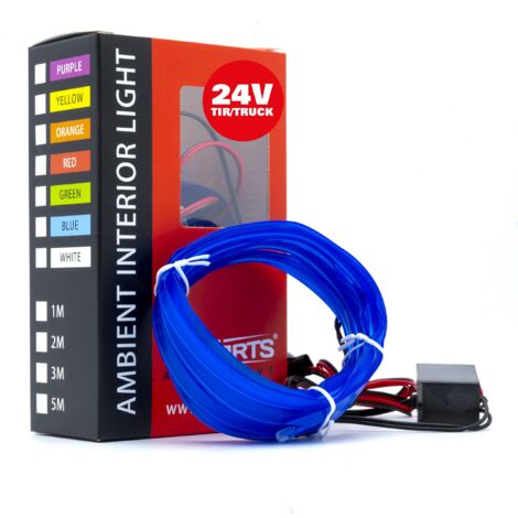 Guida luminosa a LED per auto, luce ambientale 24 V blu, 3 metri