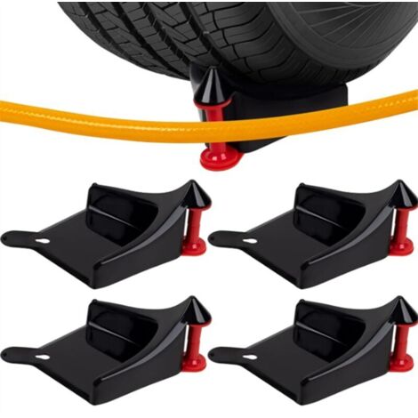 Guida per tubo flessibile per auto in 4 pezzi, rullo per pneumatici per autolavaggio, strumento per pneumatici, pneumatici in plastica per auto - Nero