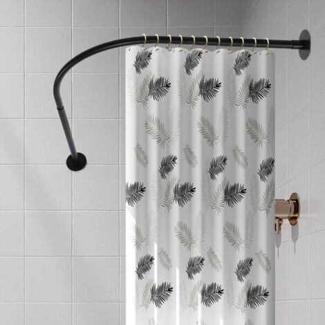 Guida tenda doccia nera a L regolabile, guida doccia acciaio inossidabile, asta angolare tenda doccia, guida doccia espandibile per vasca da bagno 72-95 x 90-130 cm capacità carico max 8 kg Outdoorgoo
