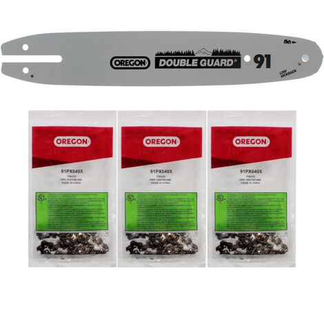 Guide 10 pouces avec lot de 3 chaînes 40 maillons OREGON pour tronçonneuse GT ELEC