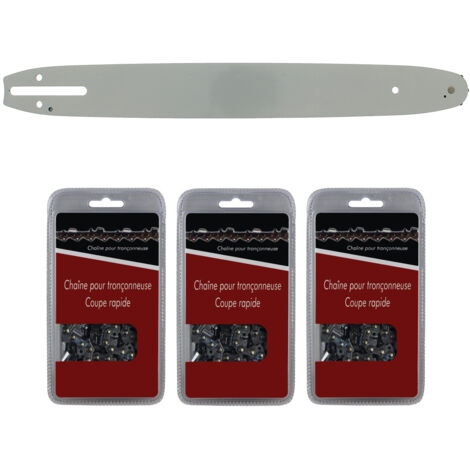 Guide 40 cm (16 pouces) + lot de 3 chaînes 56 maillons - Compatible tronçonneuses HUSQVARNA