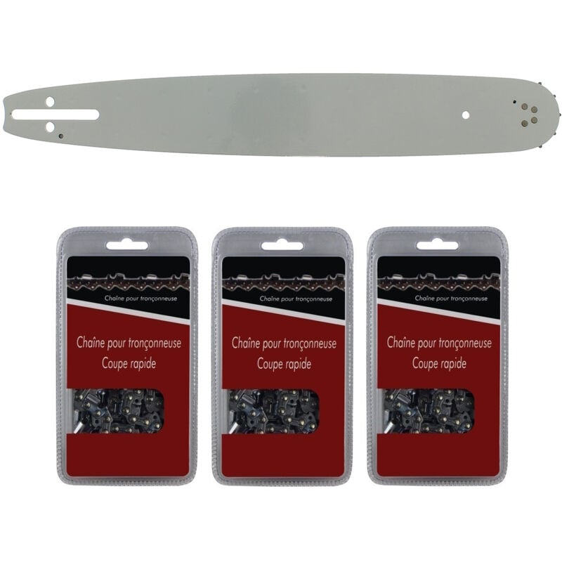 Gt Market - Guide 40 cm (16 pouces) + lot de 3 chaînes 60 maillons - Compatible tronçonneuses husqvarna