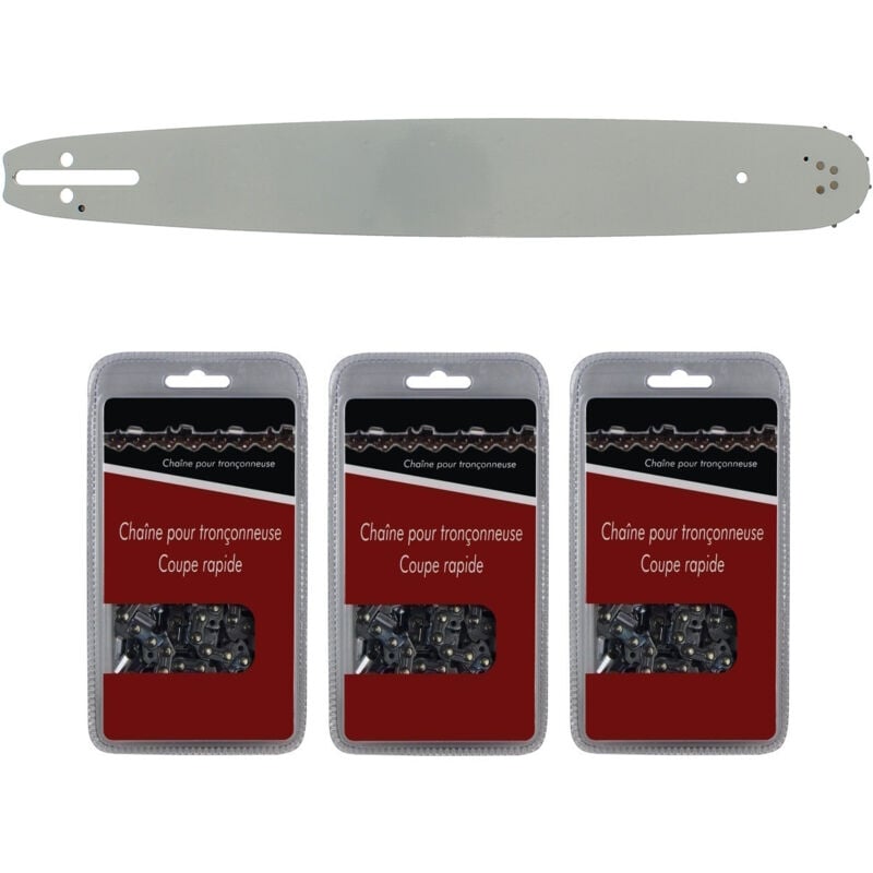 Guide 45 cm (18 pouces) + lot de 3 chaînes 64 maillons - Compatible tronçonneuses HUSQVARNA