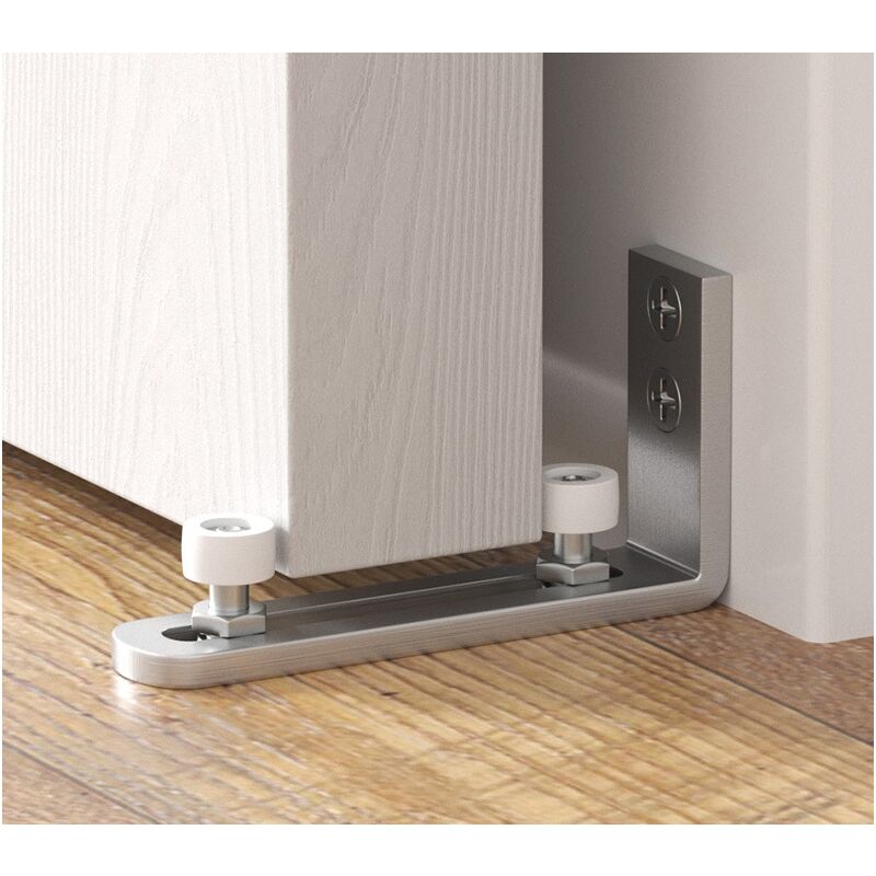 Guide au Sol Guide Porte Coulissante Guide de Porte Montage Mural Roulements à Billes à Guidage Argent