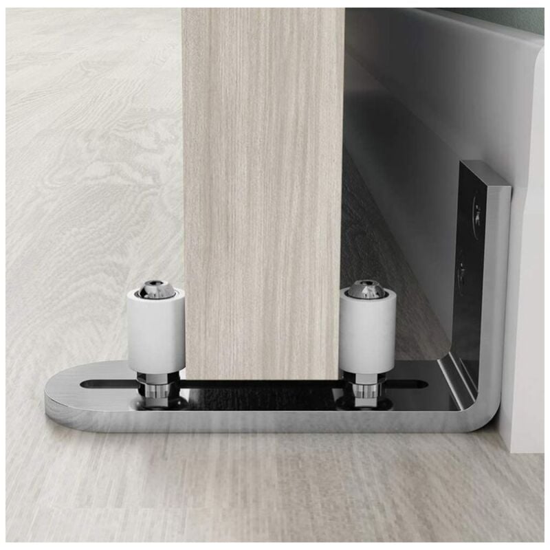 Promotion Guide au Sol Guide Porte Coulissante Guide de Porte Montage Mural Roulements à Billes à Guidage Argent