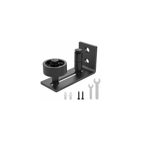 Guide au sol pour porte de grange coulissante - Fixation murale - Roulettes réglables - 8 options d'installation - Roues lisses - S'adapte à la plupart des portes de placard - Noir,Une pièce zhuoxuan