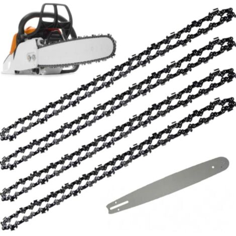 Guide-chaîne & 4 Chaînes de tronçonneuses 52 Maillons / Entraineurs, Pas de 3/8", Jauge 0,05" (14" 35 cm)