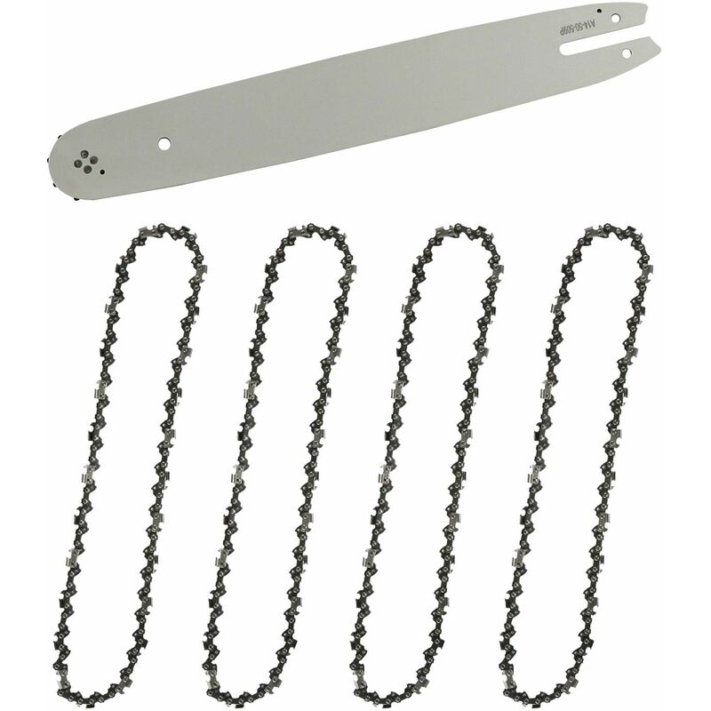 Jusch - Guide-chaîne & 4 Chaînes de tronçonneuses,Guide tronçonneuse 35cm,Chaînes de tronçonneuses à gouges carrées 3/8' 1,3 mm 50 maillons longueur