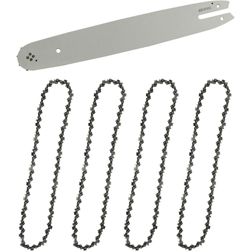 Roleader - Guide-chaîne & 4 Chaînes de tronçonneuses,Guide tronçonneuse 35cm,Chaînes de tronçonneuses à gouges carrées 3/8' 1,3 mm 52 maillons