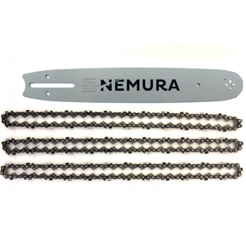Nemura - Guide de 40cm + 3 Chaîne de tronçonneuse - 56 Entraineurs - Pas 3/8LP - Jauge 0.50 (1.3mm)