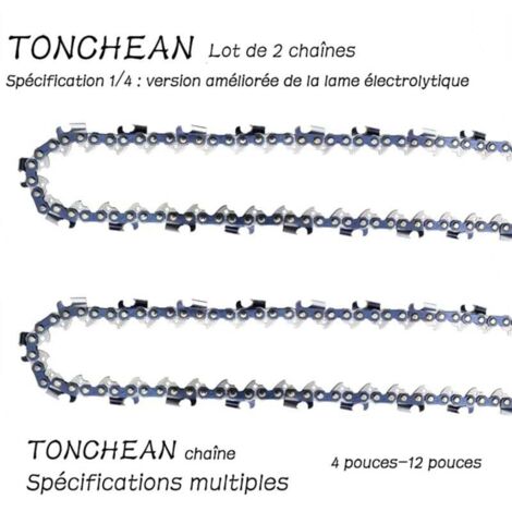 Guide Chaîne Tronçonneuse 2 Pièces 1/4 Pouce 32 Maillons Lame Galvanisée 16 Sections Faible Rebond