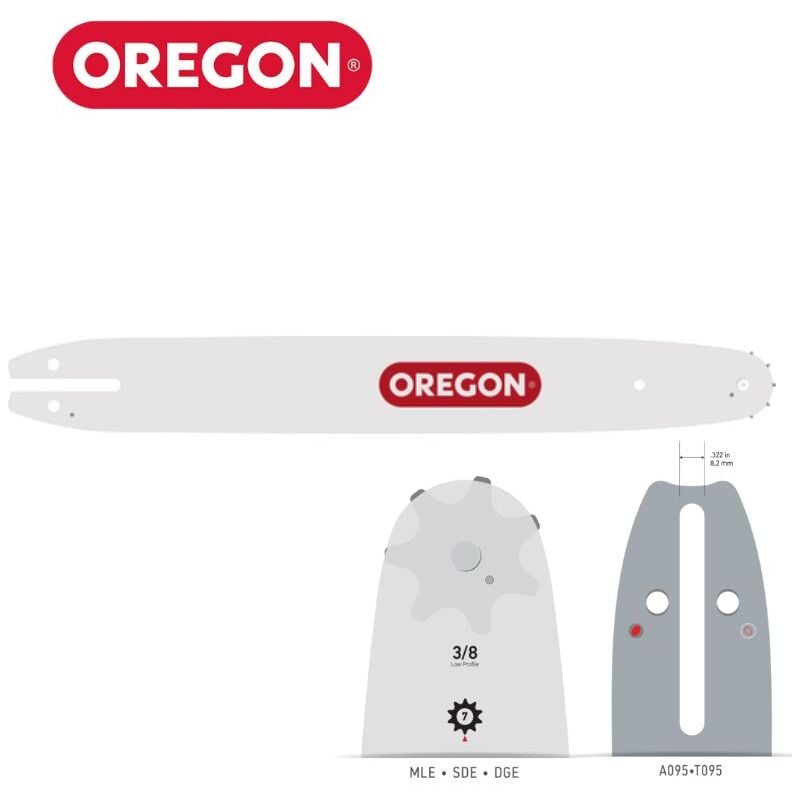 Oregon - Guide Chaîne Tronçonneuse 160SDEA095 Guide: 40 cm Pas: 3/8'Jauge: 1.3 Maillons: 56 SingleRivet