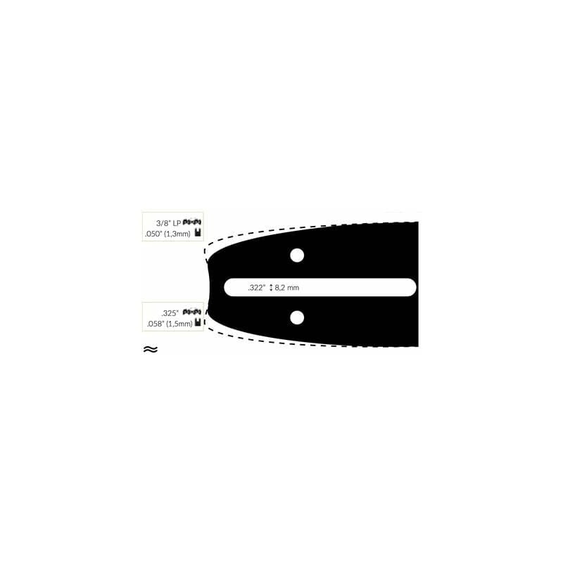 Guide Chaine Tronçonneuse Shindaiwa / Sdk / Iseki40cm 3/8 Lp .050 (1,3mm).