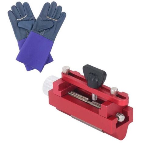 Guide d'Affûtage pour Rabots et Burins en Alliage d'Aluminium avec Gabarit pour Lames et Gants de Sécurité