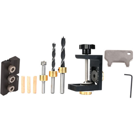 Guide de Perçage 3 en 1 pour Bois, Gabarit d'Assemblage à Cheville et Poinçon de Localisation (Type B) - Outil de Menuiserie