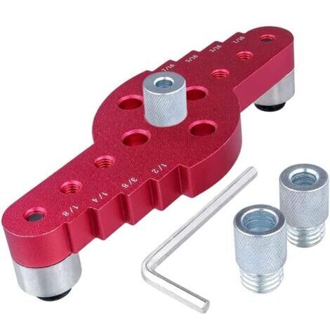 Guide de Perçage Bois 2-in-1 Gabarit de Percage Tourillon Vertical Localisation de Trous en Bois avec Bague de Forage Dowel Drill Guide pour Travail Positionneur de Gabarit de Perçage