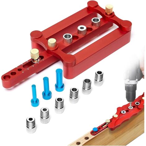 Kit De Gabarit 3 En 1 Avec Perçage 6/8/10/15 Mm, Trou De Poche, Outil De Gabarit Avec Clip De Positionnement, Guide De Perçage Réglable, Localisateur De Perforation Pour Le Travail Du Bois