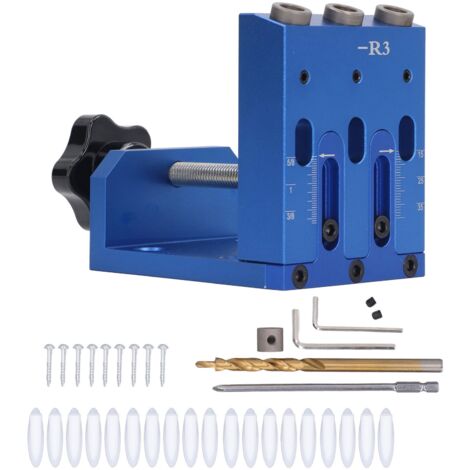 Guide de perçage oblique à trous de poche 9mm, kit d'outil de perçage et gabarit de localisation pour le travail du bois