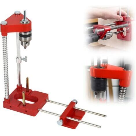 [Guide de perçage vertical] Outil de travail du bois avec échelle précise, mandrin réglable en hauteur, tige hexagonale 1/4", pour joints bordure/surface/T/L, rouge