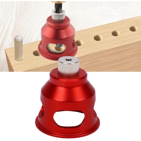 Guide de perçage vertical pour le travail du bois, poinçonneuse à 90° en alliage d'aluminium avec 9 bagues de perçage (rouge).