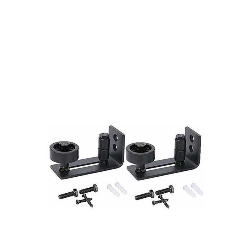 Guide de porte coulissante robuste pour porte de grange, butée 8 en 1 en acier au carbone noir design de fond encastré, panneau de sol et de porte,