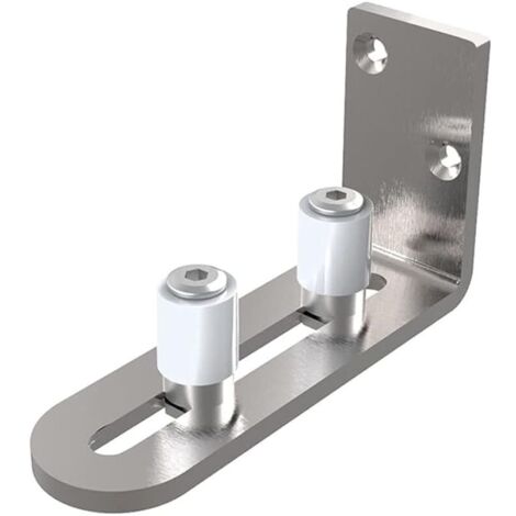 Guide de roulement pour porte coulissante - En acier inoxydable - Réglable - Avec vis - Pour porte de grange - Argenté