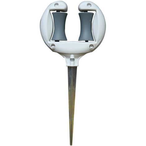 Guide de tuyau d'arrosage multifonction, piquets en métal avec système de pointe et rouleau (blanc)