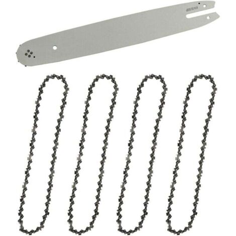 Guide et chaîne pour tronçonneuse Guide-chaîne & 4 Chaînes de tronçonneuses,Guide tronçonneuse 35cm,Chaînes de tronçonneuses à gouges carrées 3/8" 1,3 mm
