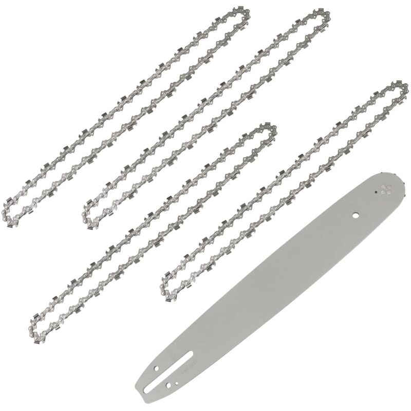 Guide et chaîne pour tronçonneuse Longueur de Guide-chaîne 35 cm avec 4 Chaînes de Tronçonneuses, 52 Maillons / Entraineurs, Pas de 3/8", 0,05" (1,3