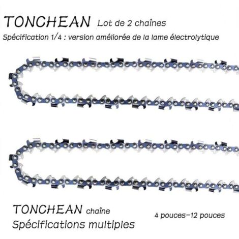 Guide et chaîne pour tronçonneuse,Lot de 2 chaînes de tronçonneuse Faible Rebond 1/4 32 maillons pour tronçonneuse (5pouces)Lame à 16 sections——Lame galvanisée améliorée
