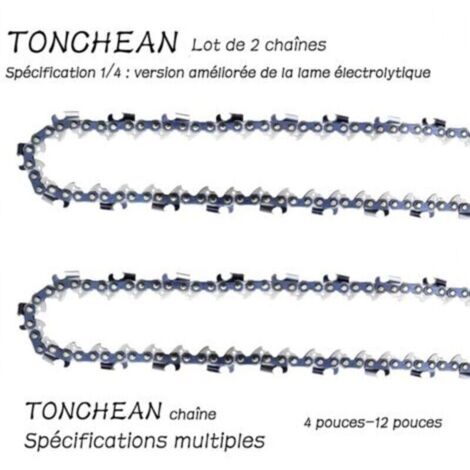 Guide et chaîne pour tronçonneuse.Lot de 2 chaînes de tronçonneuse Faible Rebond 1/4 32 maillons pour tronçonneuse (5pouces)Lame à 16 sections——Lame galvanisée améliorée