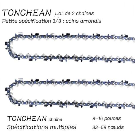 Guide et chaîne pour tronçonneuse,Lot de 2 chaînes de tronçonneuse Faible Rebond 3/8"LP 42 maillons pour tronçonneuse (10pouces)Lame à 21 sections——Coins arrondis,de DEBUNS