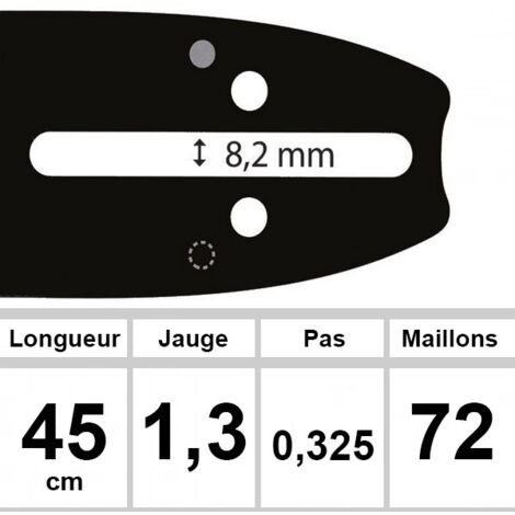 Guide OZAKI 45 cm – Chaîne adaptable 1,3 mm – Compatible avec MC CULLOCH, FRONTIER, ALPINA, JOHN DEERE – Coupe précise pour bois dur