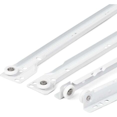Guide per cassetti da 400 mm - Confezione da 2 (1 coppia) Guide scorrevoli per cassetti, bianche, sistema di scorrimento a estrazione parziale