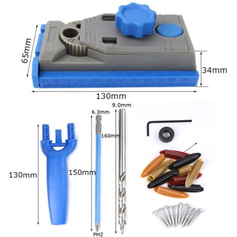 Guide per la lavorazione del legno, strumento per angoli di giunzione, localizzatore per la lavorazione del legno - sistema di dime per fori a tasca (sistema di dime)