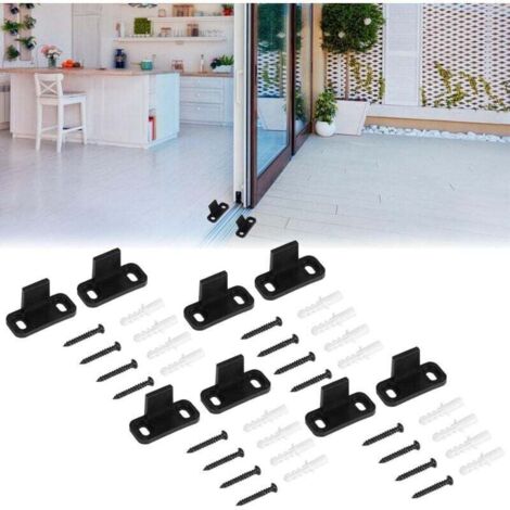 Guide Porte Coulissante,Guide Porte Galandage,Guidage au Sol Porte,Guide de Plancher Porte Coulissante Bas de Porte de Grange Coulissante pour Porte D'armoire Porte en Bois (Noir8 PCS)