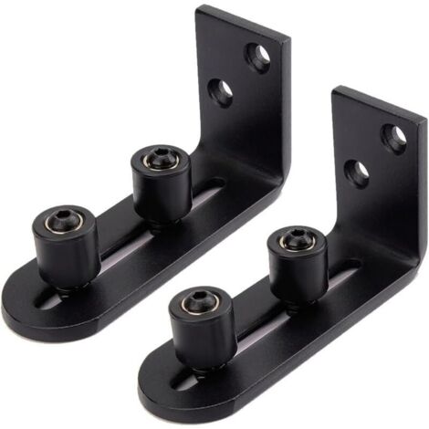 Guide pour portail coulissant réglable en acier au carbone noir – Roues doubles pour portes de 3 pouces – Installation rapide et ajustement facile