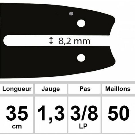 Guide pour tronçonneuse 35 cm – Pas de chaîne 3/8 LP – Épaisseur 1,3 mm – Compatible avec ALPINA, STIHL, OLEO MAC
