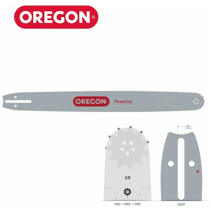 Guide-chaine PowerCut Oregon 3/8', .058 RNDD009 / Gamme professionnelle 55 cm