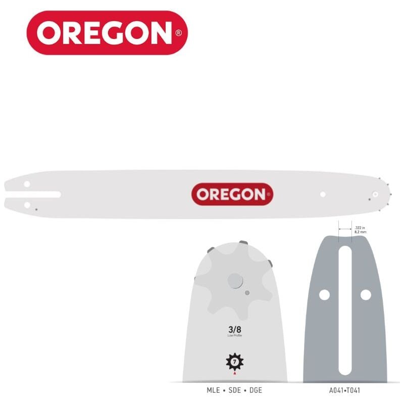 Oregon - Guide Chaîne Tronçonneuse 180SDEA041 Guide: 45 cm Pas: 3/8'Jauge: 1.3 Maillons: 62 SingleRivet