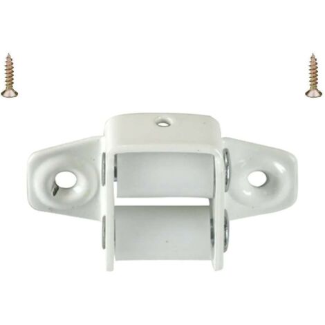 Guide sangle de volet roulant à galets pour sangle de 15 à 18mm en acier laqué blanc fixation horizontale à visser entraxe 37mm Accessoire Rouleau Enroulement Fixation Fenêtre Store Finition