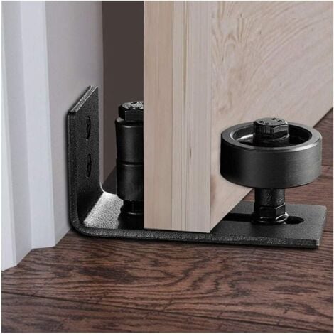 Guide Sol Porte Coulissante, Guide de plancher Porte, Rail de Sol Pour Porte De Grange, Guide Pour Le Sol du Support du Sol Coulissant Pour Montage Mural Réglable en Acier au Carbone