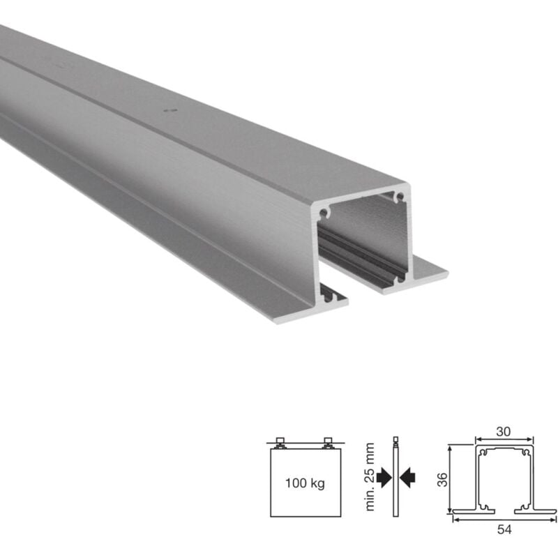Mengual - Klein Lite+ 100 Top Guide Noir 2Mts (F8) - Guides encastrés pour portes coulissantes Klein lite top 100