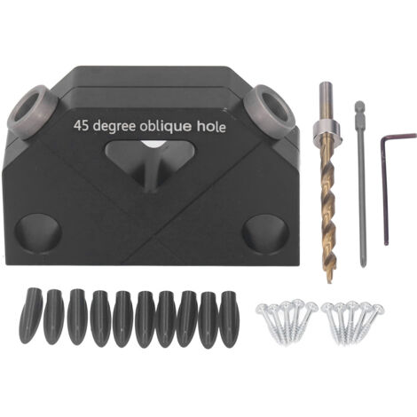 Guides de Menuiserie Localisateur de Menuiserie D'outil D'angle de Joint, Fixation de Trou incliné pour le Travail du Bois, Guide de Perçage de Trou D'angle de 45 Degrés en
