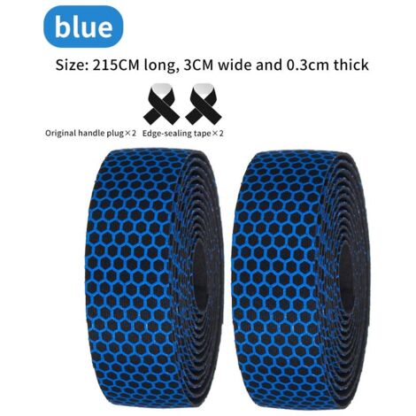 Guidon de vélo de route bleu en nid d'abeille Sangles de guidon de vélo avec texture absorbant la transpiration et antidérapante, motif nid d'abeille pour le football, revêtement de guidon en silicone