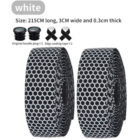 Guidon en nid d'abeille blanc pour vélo de route Sangles de guidon de vélo avec texture absorbant la transpiration et antidérapante, motif nid d'abeille pour le football, revêtement de guidon en silic