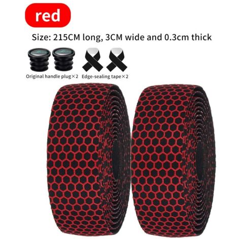 Guidon en nid d'abeille pour vélo de route rouge Sangles de guidon de vélo avec texture absorbant la transpiration et antidérapante, motif nid d'abeille pour le football, revêtement de guidon en silic