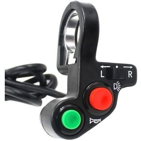 Guidon multifonction 7/8' 22mm pour moto tout terrain – Klaxon, interrupteur marche/arrêt, clignotants – Matériau ABS anti-retardateur