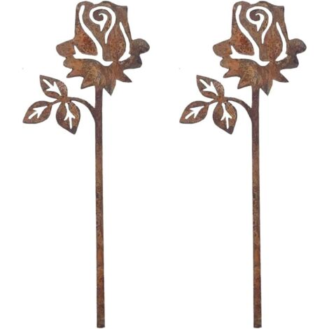 Guidre Lot de de jardin en métal rouillé - Facile à insérer - Pour jardin, étang, décoration de jardin - Rouille, 2 pièce