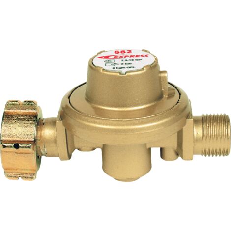 Guilbert Express – Détendeur propane fixe 682 – Pression 2 bars – Débit maximum 8 kg/h – Norme EN 13785 – Pour fers de couvreur et désherbeurs